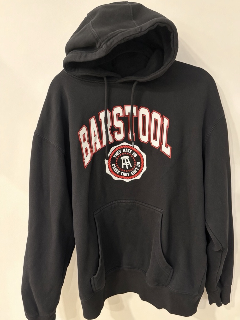 Barstool Black Crewneck Hoodie Sweatshirt - Pullover Logo Design